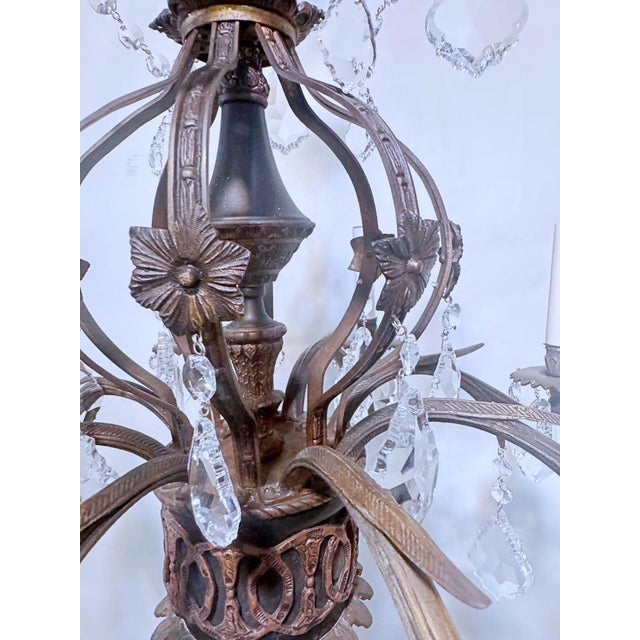 1950s Decorative Black and Bronze Chandelier For Sale - Image 4 of 9