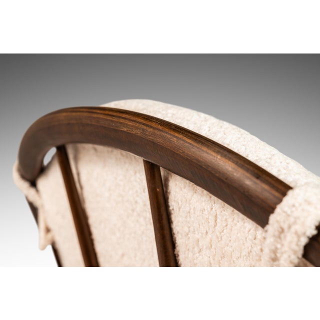 Wood Danish Mid-Century Modern "Hoop" / "Peacock" Chair in Walnut & White Bouclé by Ib Kofod-Larsen for Selig, Denmark, Circa 1960s For Sale - Image 7 of 12