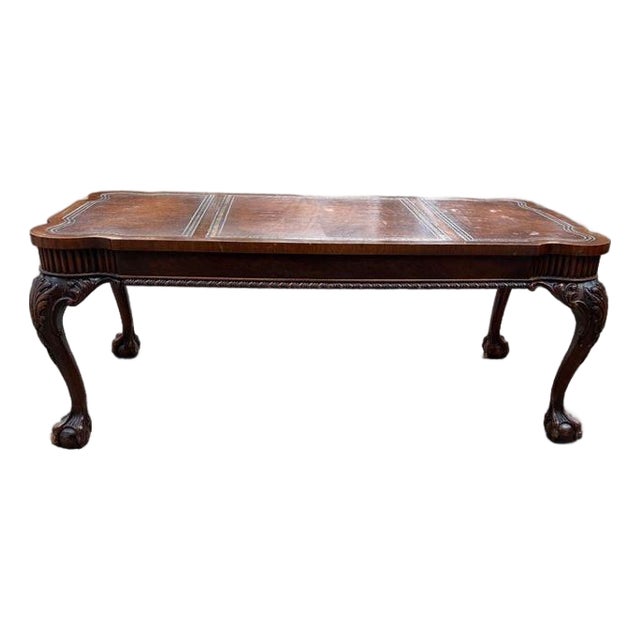 Mahogany Ball and Claw Foot Coffee Table For Sale