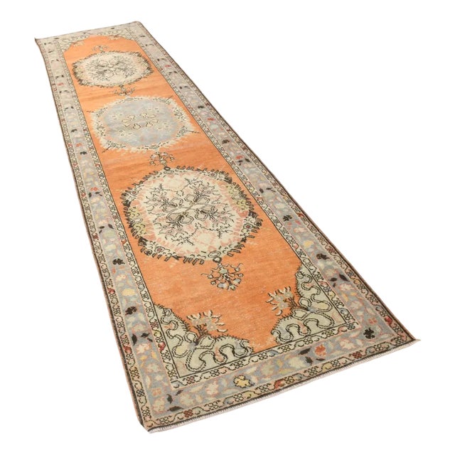 Vintage Handmade Wool Runner Rug For Sale