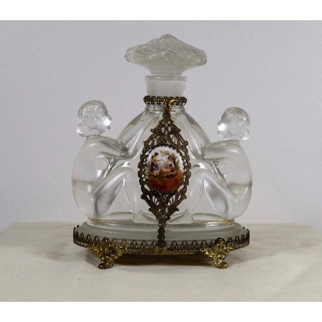 1930s 1930s Josef Inwald Czech Art Deco Glass Perfume Bottle Nude Porcelain Plaque For Sale - Image 5 of 12