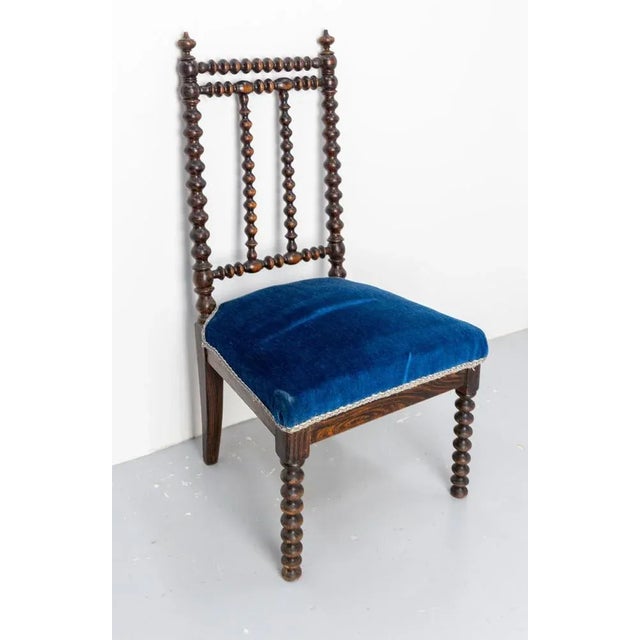 Napoleon III Chair with Turned Beech & Velvet for Child, 1880s For Sale - Image 4 of 12
