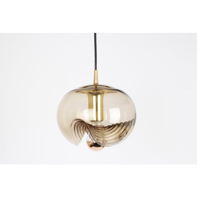 Large Smoked Glass Pendant Light from Peill & Putzler, Germany, 1970s For Sale - Image 4 of 10