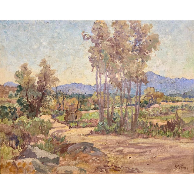 Charles Fries -Plein Air Landscape in Alpine Near San Diego -1927 Oil Painting For Sale - Image 4 of 11
