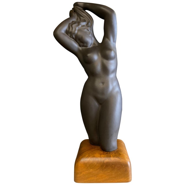1940s Circa 1940s French Bronze Glazed Ceramic Statue of Nude Female, Louis Giraud For Sale - Image 5 of 5
