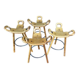 1970s Marbella Brutalist Counter Stools by Confonorm - Set of Four For Sale