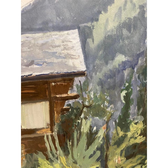 Isaac Charles Goetz, Arbres et Mazot, 1960s, Gouache, in Flawless conditions. Designed 1960 to 1969 This piece has an...