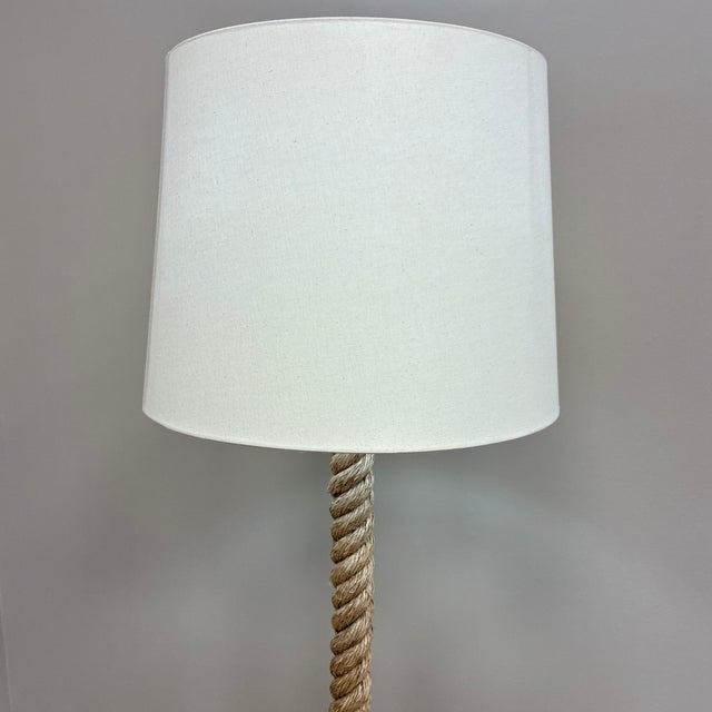 Late 20th Century Nautical Rope Floor Lamp With Linen Shade For Sale - Image 4 of 4
