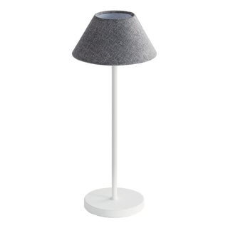 Alluna Cordless Led Lamp 14" - Gray Linen Shade/White Base For Sale