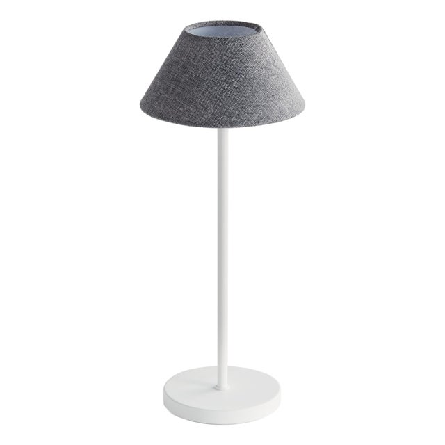 Alluna Cordless Led Lamp 14" - Gray Linen Shade/White Base For Sale