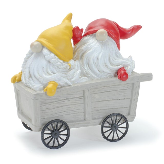 Kenneth Ludwig Chicago Whimsical Garden Gnome Figurine Riding a Scooter and Wheelbarrow (Set of 4) For Sale - Image 4 of 4