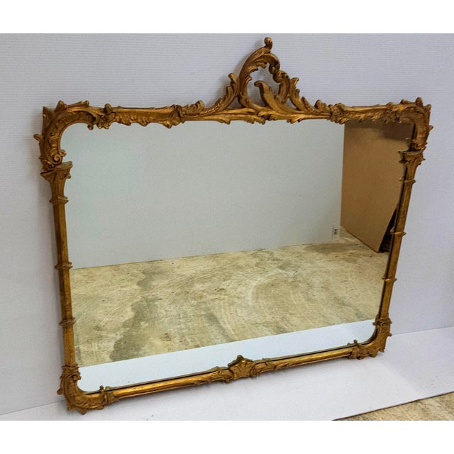 Wood Louis XIV Style Carved Gilt Foliate Frame Wall Mirror, Circa 1920s For Sale - Image 7 of 12
