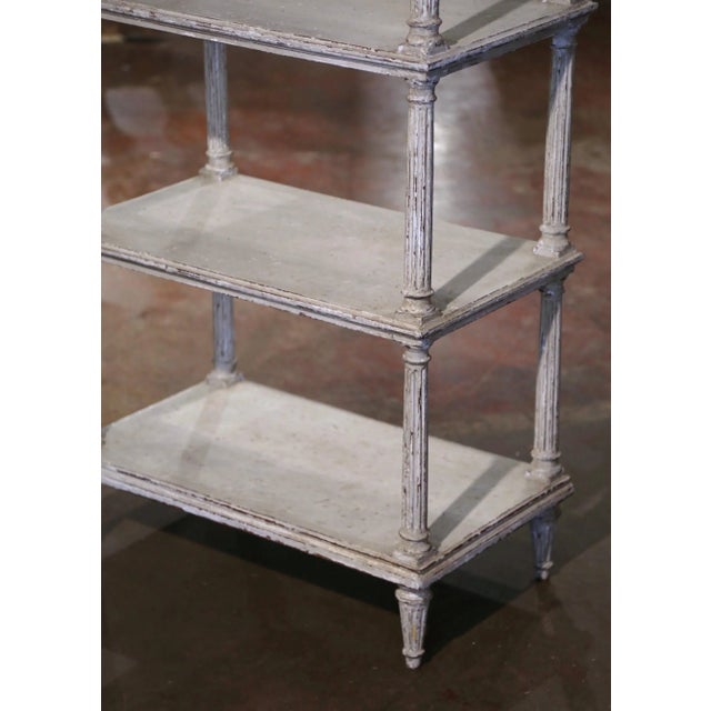 19th Century French Louis XVI Painted Oak Four-Tier Etagere For Sale - Image 4 of 9
