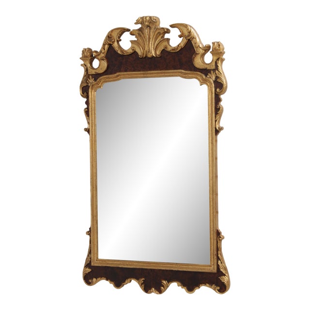 Labarge Giltwood Flame Walnut Frame Wall Mirror For Sale
