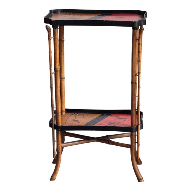 19th Century English Bamboo and Lacquer Side Table For Sale