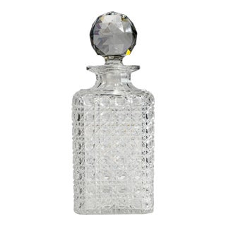 Dazzling Large Heavy Antique Cut Crystal Decanter Faceted Sphere Stopper Starburst Barware Luxury Home Decor For Sale