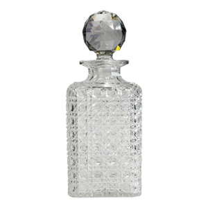 Dazzling Large Heavy Antique Cut Crystal Decanter Faceted Sphere Stopper Starburst Barware Luxury Home Decor