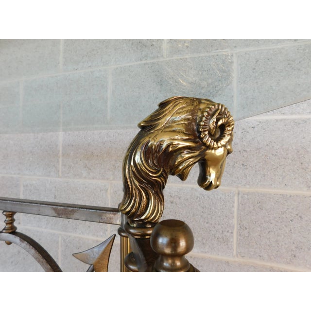 French Empire Style Ram's Head Bronze & Steel Center Table For Sale - Image 12 of 12