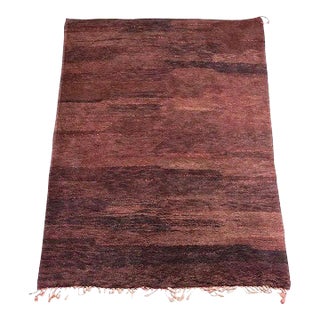 Vintage Moroccan Berber High-Pile Wool Rug in Brown, Plum and Rust, 1970s For Sale