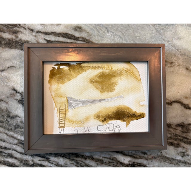 Contemporary Contemporary Abstract Study in Golds and Grays, Framed For Sale - Image 3 of 5