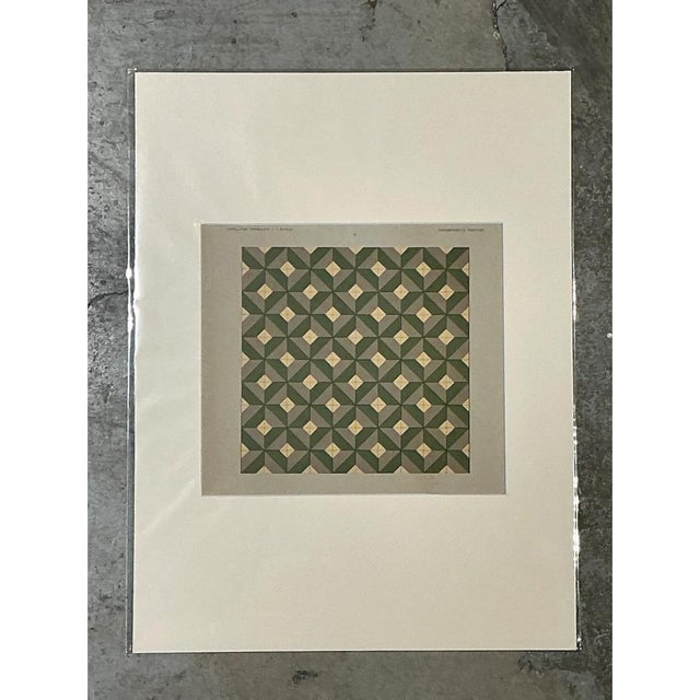 Paper Vintage Geometric Tile Pattern Serigraph For Sale - Image 7 of 12