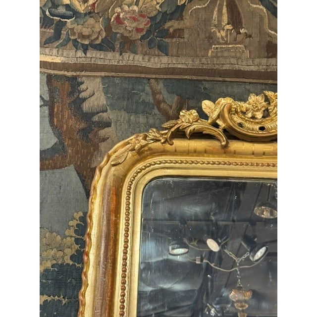 19th C. French Louis Philippe Mirror With Crest and Greek Key Pattern For Sale - Image 11 of 12