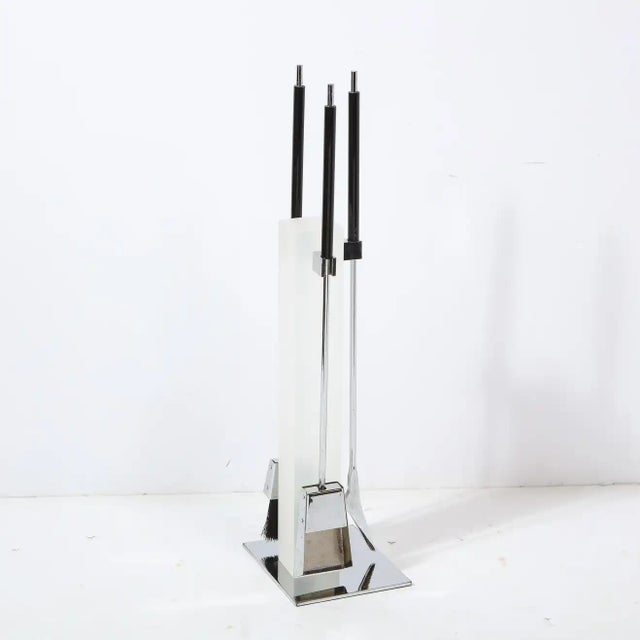 Mid-Century Modern Chrome & Frosted Lucite Fireplace Tool Set by Pace - 4 Pieces For Sale - Image 11 of 13