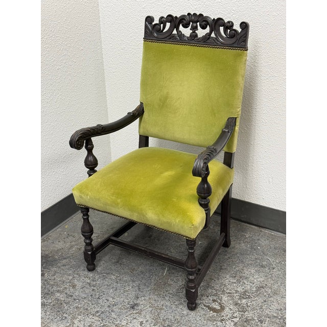 Antique Carved Wood Couples Armchairs, Pair For Sale In San Francisco - Image 6 of 12