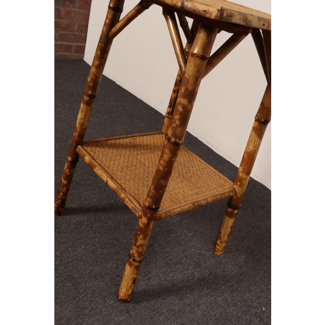 Antique Aesthestic Movement Victorian Burnt Bamboo Tortoise Shell Side Table For Sale - Image 13 of 14