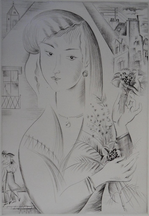 Mily Possoz, The Girl with the Bouquet, Original Engraving