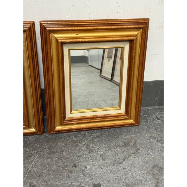 Vintage Square Giltwood Wall Mirrors, 20th Century, Pair For Sale - Image 11 of 12