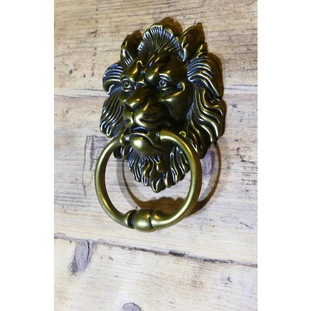 1960s Gothic Lions Mask Brass Door Knocker, 1960 For Sale - Image 5 of 7