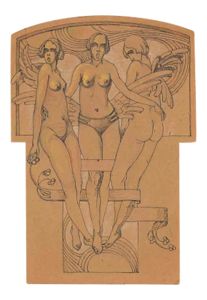 Unknown, Caryatids, Study for Bas-Relief, Drawing, Early-20th Century