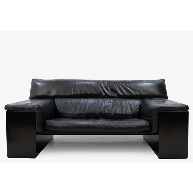 Black 2-Seat Sofa attributed to Knoll Inc. / Knoll International, 1970s For Sale - Image 8 of 17