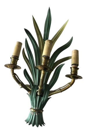 C1950 Mid Century Modern Palm Form Dore Bronze Wall Sconce by Maison Bagues France