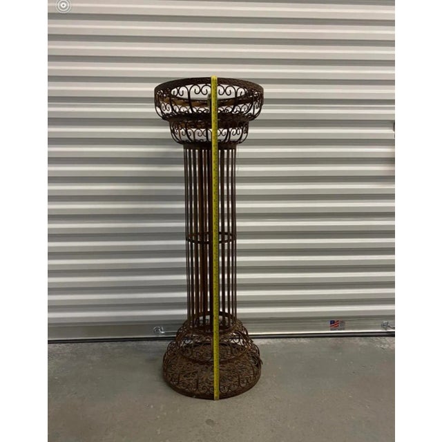 Vintage Mid Century Decorative Scrollwork Metal Plant Stand For Sale - Image 4 of 5