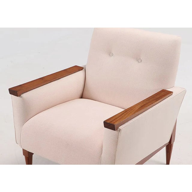 Pair Italian Upholstered Lounge Chairs C1955 For Sale - Image 4 of 6