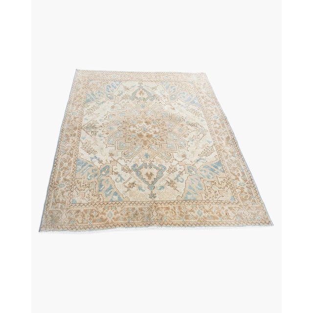 Antique Ivory Heriz Area Rug, 3'7 X 4'5 For Sale - Image 10 of 11
