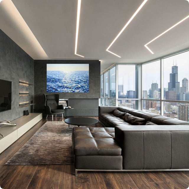 Sky Blue Light on the Water 10. Original Contemporary Painting by Iryna Kastsova For Sale - Image 8 of 9