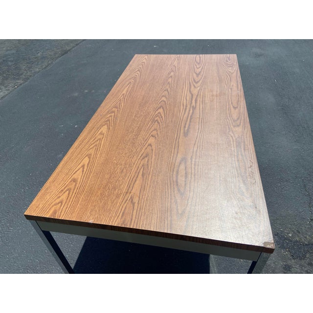 Steelcase Attributed Steelcase Minimalist Vintage Mid Century Modern Metal Retro Tanker Utility Table For Sale - Image 4 of 12