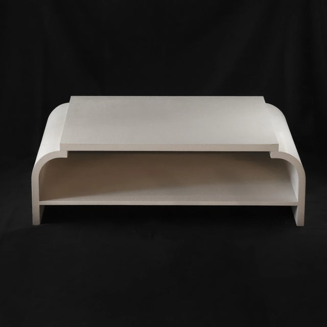 Vintage Raffia Covered White Cocktail Table For Sale - Image 4 of 13