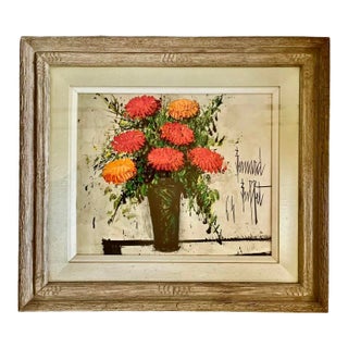 Bernard Buffet (1928-1999) Large Floral Still Life Lithograph "Soucis, Les Soucis D'Oeillets(1964)" For Sale