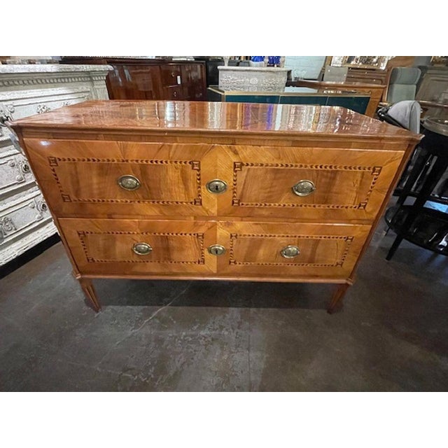 Wood 19th C. Biedermeier Walnut Inlaid Commode For Sale - Image 7 of 12