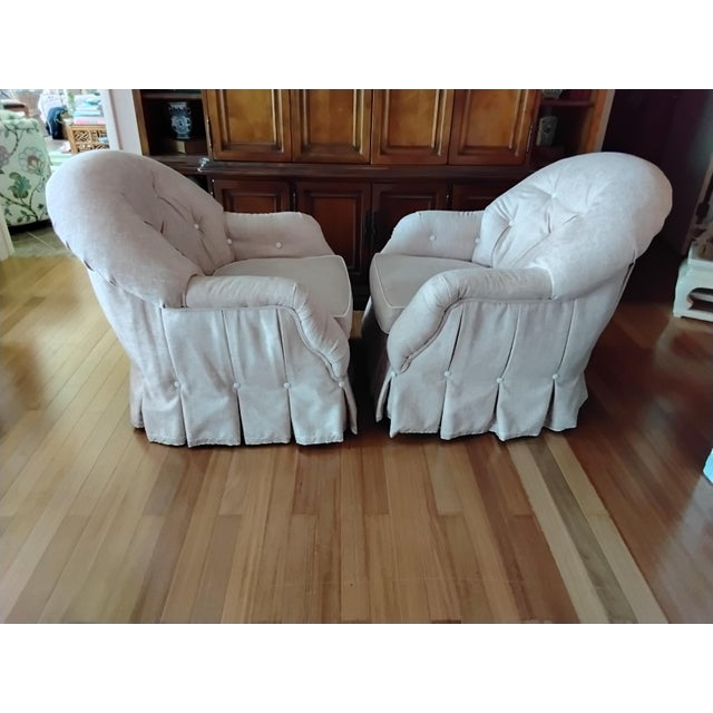 Century Furniture 1980s Century English Swivel Club Chairs For Sale - Image 4 of 8