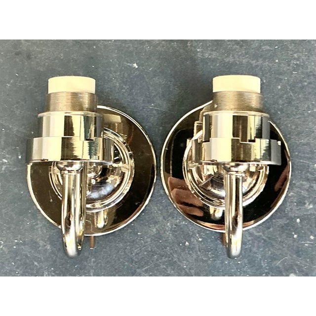 Vintage Boho Vaughan Polished Nickel Light Sconce - A Pair For Sale - Image 10 of 11