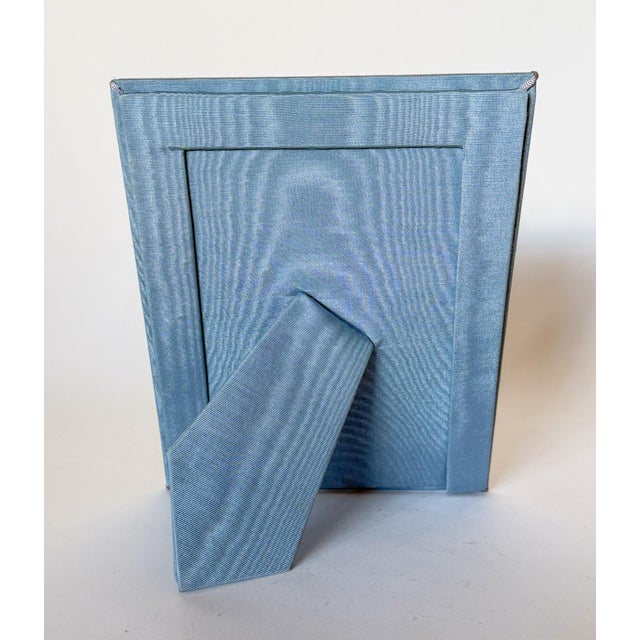 Vintage Moire Blue Fabric Table Top Picture Frame, 5x7 For Sale In Dallas - Image 6 of 6