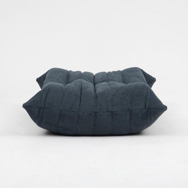 Togo Lounge Chair and Pouf in Grey Corduroy by Michel Ducaroy for Ligne Roset, 1973, Set of 2 For Sale - Image 9 of 18