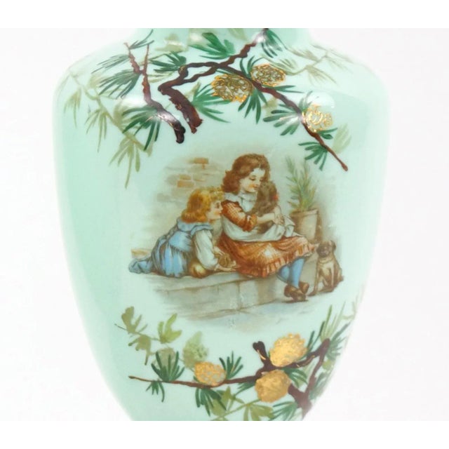 Early 20th Century French Hand Painted / Decorated Art Glass Pair Vase For Sale In New York - Image 6 of 12