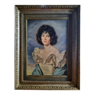 1992 Ronald Lee Anderson Romantic Portrait Oil Painting in Ornate Frame For Sale
