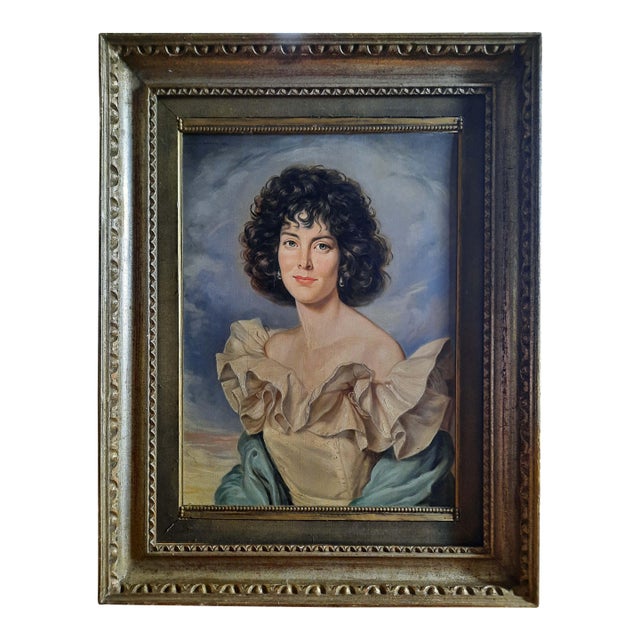 1992 Ronald Lee Anderson Romantic Portrait Oil Painting in Ornate Frame For Sale
